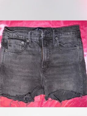 Gap High-Rise Black Distressed Festival Denim Cutoff Shorts